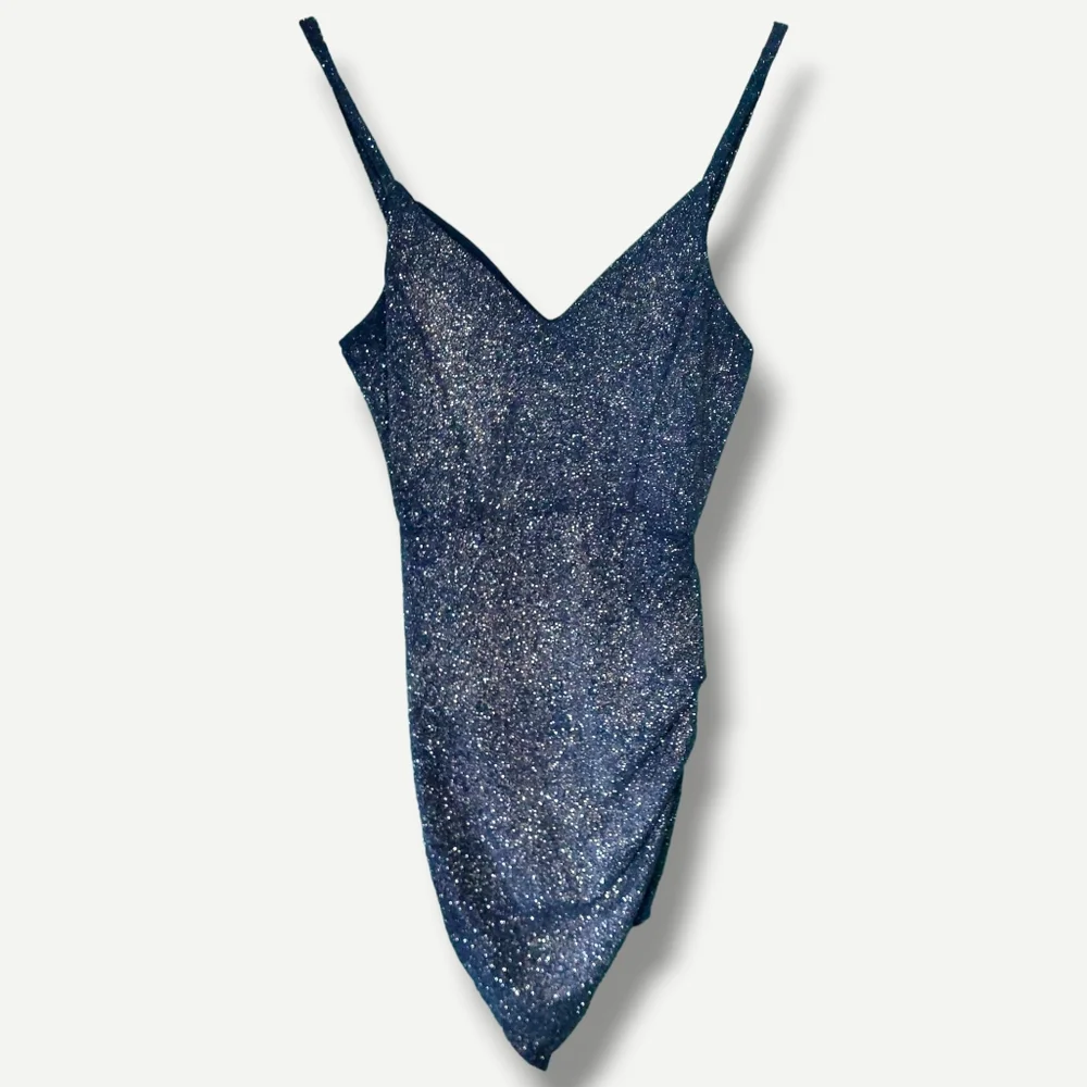 Windsor | Blue Sparkly Mini Dress w. Side Slit | Size Small | Dresses | - Picture 3 of 7